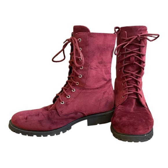 Forever 21 Shoes - Forever 21 Maroon Suede Women’s Combat Style Boots Size 9